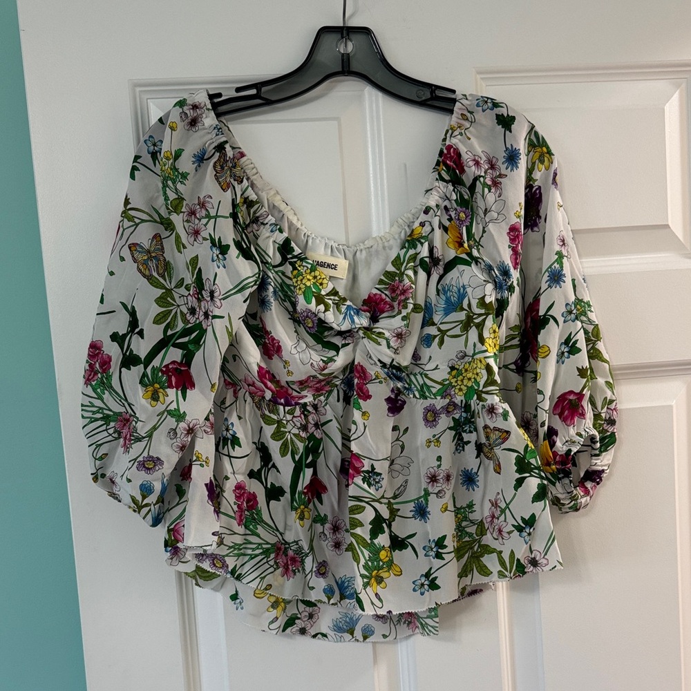 L'AGENCE Multicolor Floral silk Blouse size small